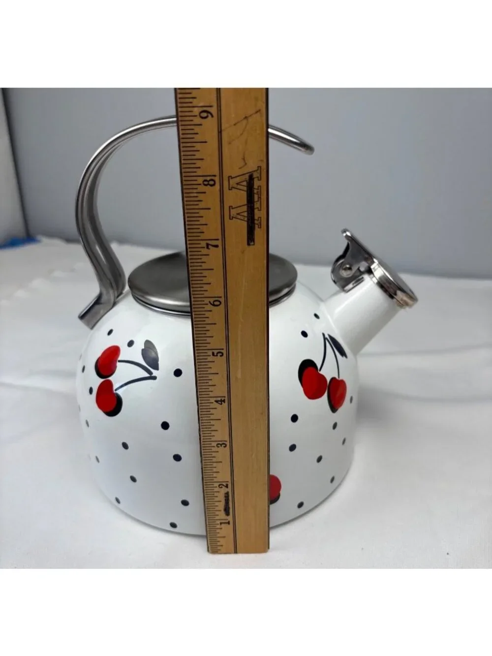 Kate Spade New York Lenox Cherry Dot Teapot Stainless Steel Handle Whimsical